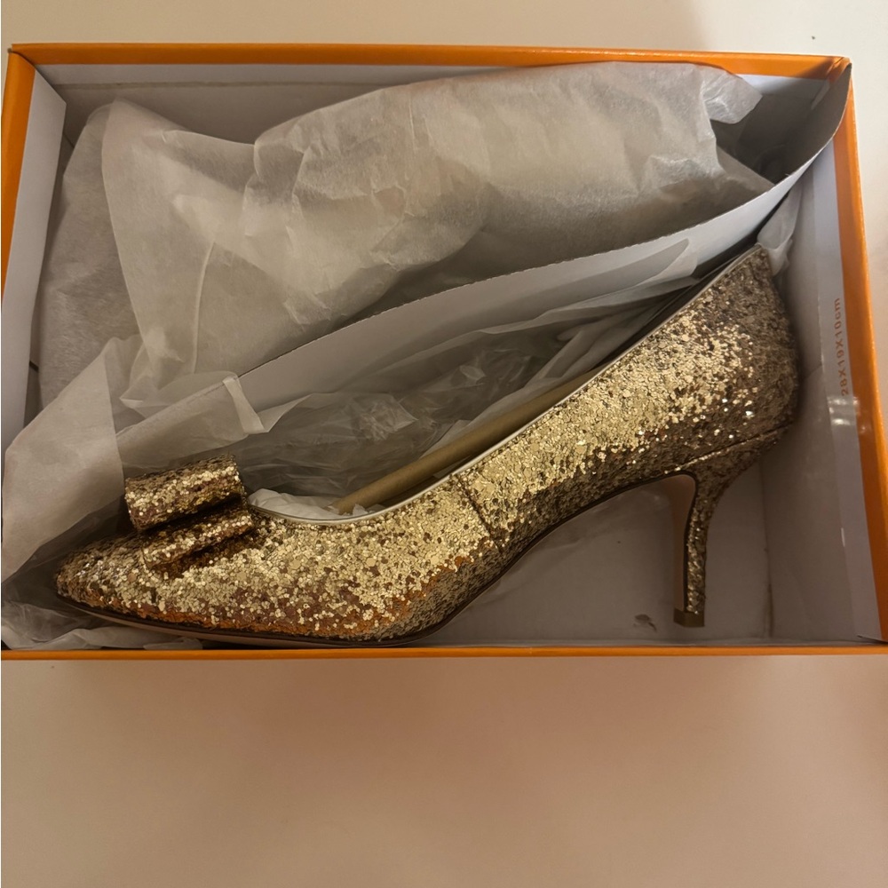 Kate Spade Gold Glitter Heels